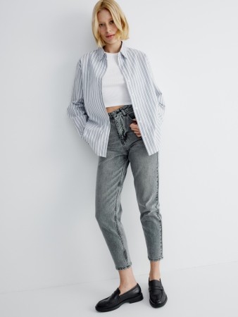 джинсы 404 мом с высокой посадкой - женская одежда на пуговицах 