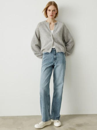 джинсы 411 wide leg из органического хлопка - женская одежда удлиненная 