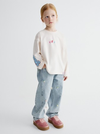 джинсы baggy с декором для девочек фотография