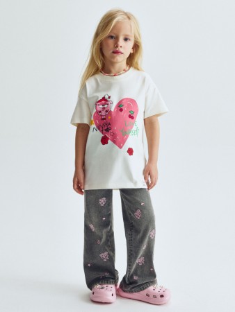 джинсы bootcut для девочек с вышивкой  x смешарики - детская одежда, обувь и аксессуары для всех возрастов клеш 