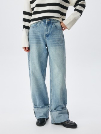 джинсы loose straight с подворотом - женская одежда джинсовая 