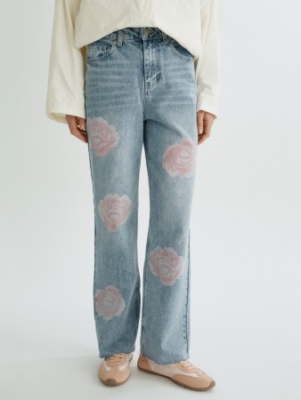джинсы прямого кроя со средней посадкой с принтом - женские джинсы для взрослых 