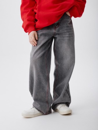 джинсы straight fit с красной строчкой для мальчиков - детская одежда для детей 
