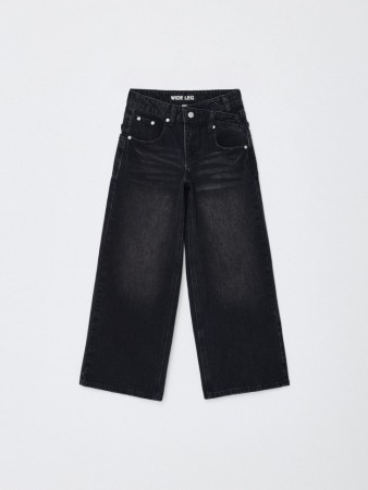 джинсы wide leg с ассиметричным поясом для девочек - детские джинсы и брюки из денима 