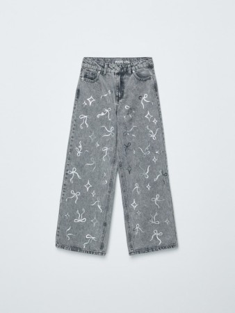 джинсы wide leg с бантиками для девочек фотография