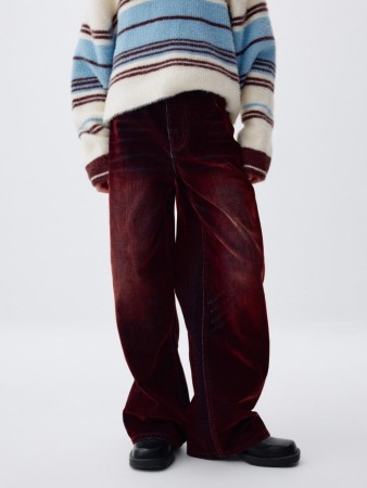 джинсы wide leg с флоковым напылением для девочек - детские джинсы и брюки клеш 