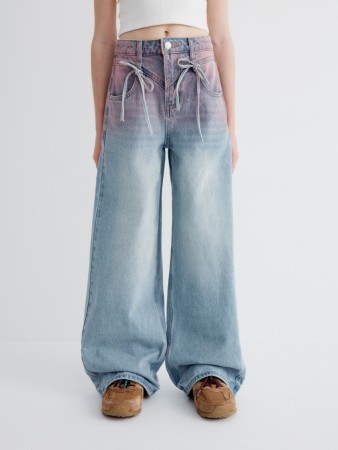 джинсы wide leg с градиентом для девочек фотография