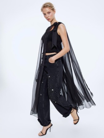 джинсы wide leg с подвесками и стразами - женская одежда серебристая 