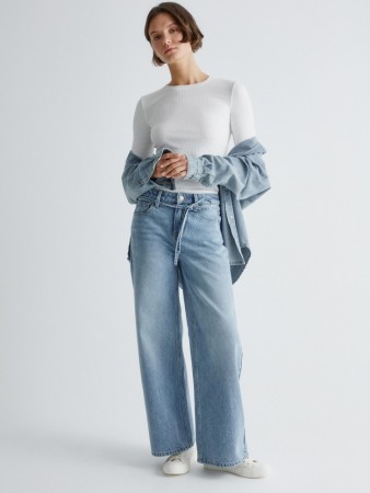 джинсы wide leg с поясом - женские джинсы с поясом 