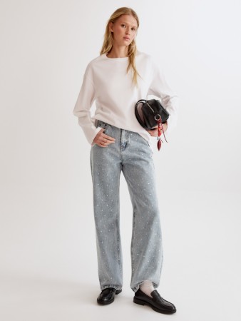 джинсы wide leg с вышивкой фотография