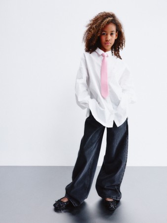 джинсы wide leg со стразами для девочек фотография