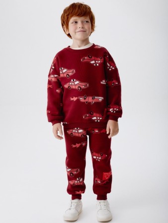 джоггеры с новогодним принтом для мальчиков - детская одежда из футера 