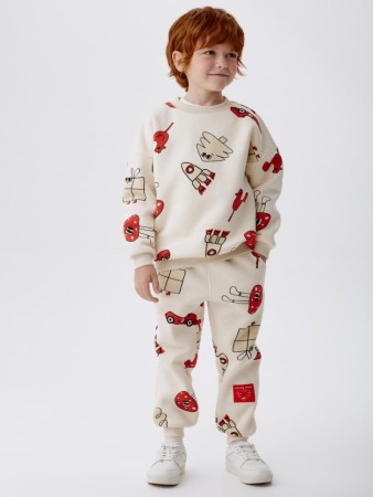 джоггеры с новогодним принтом для мальчиков - детская одежда зауженная 