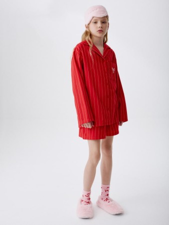 фланелевая пижама с рубашкой и шортами для девочек - детская домашняя одежда