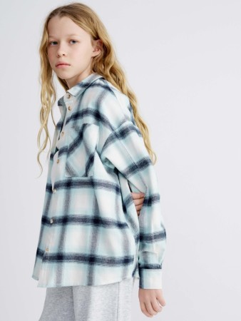 фланелевая рубашка оверсайз в клетку для девочек фотография