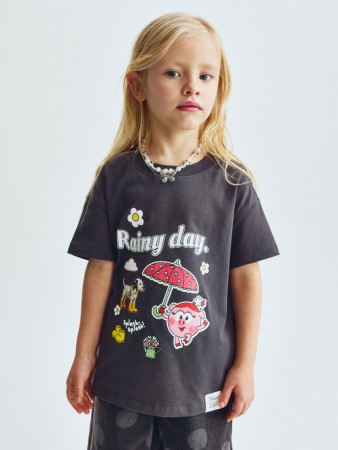 футболка оверсайз для девочек с принтом  x смешарики - детские футболки и поло с коротким рукавом 