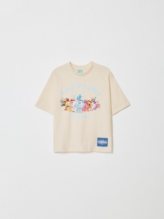 футболка оверсайз для мальчиков с принтом  x смешарики - детская одежда, обувь и аксессуары с коротким рукавом 