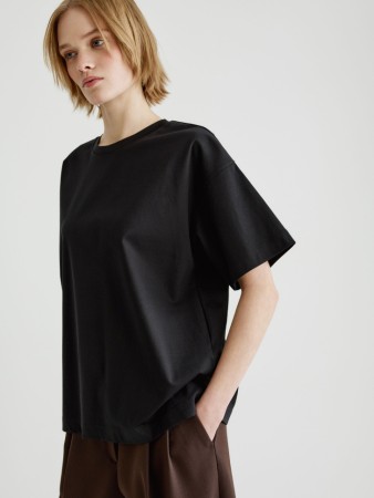 футболка оверсайз из мерсеризованного хлопка - женские футболки и поло в рубчик 