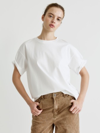 футболка оверсайз из мерсеризованного хлопка - женские футболки и поло оверсайз 