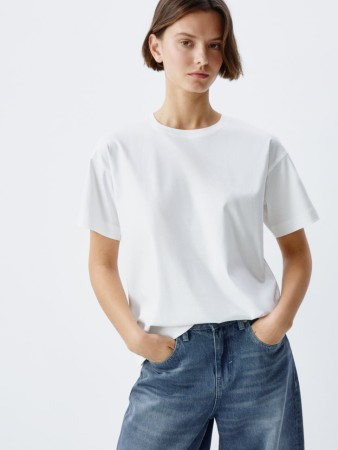 футболка оверсайз из мерсеризованного хлопка - женская одежда оверсайз 