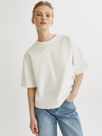 футболка оверсайз из плотного хлопка - женские футболки и поло широкие 