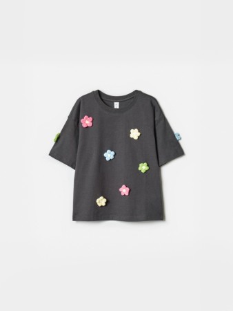 футболка оверсайз с аппликацией для девочек - детские футболки вязаные 