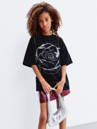 футболка оверсайз с декоративной цепочкой для девочек - детские футболки и поло новогодние 