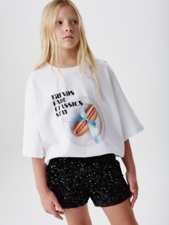 футболка оверсайз с новогодним принтом для девочек - детская одежда, обувь и аксессуары для всех возрастов с коротким рукавом 