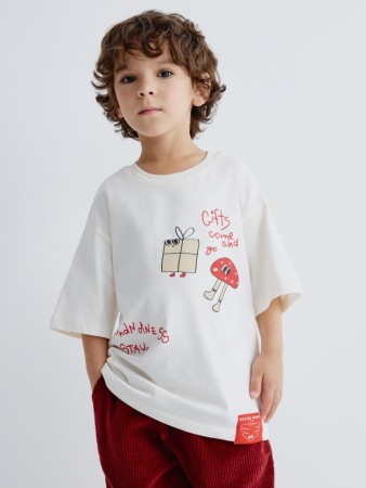футболка оверсайз с новогодним принтом для мальчиков - детские футболки и поло новогодние 