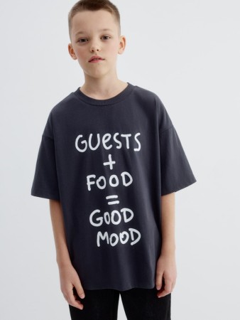 футболка оверсайз с новогодним принтом для мальчиков - детские футболки и поло новогодние 