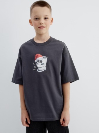 футболка оверсайз с новогодним принтом для мальчиков - детская одежда, обувь и аксессуары для всех возрастов новогодняя 