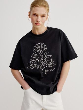 футболка оверсайз с объемной вышивкой из шнура - женские футболки женские 