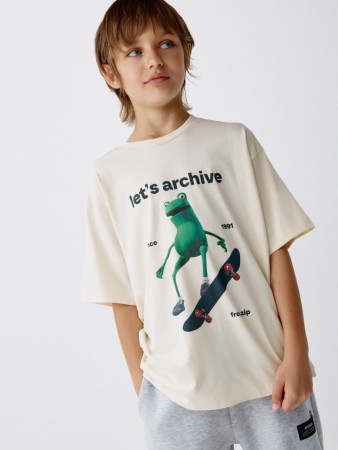 футболка оверсайз с принтом детская из коллекции  archive - детская одежда, обувь и аксессуары для всех возрастов с коротким рукавом 