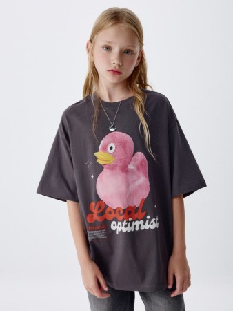 футболка оверсайз с принтом для девочек из коллекции  archive - детская одежда, обувь и аксессуары для всех возрастов с коротким рукавом 