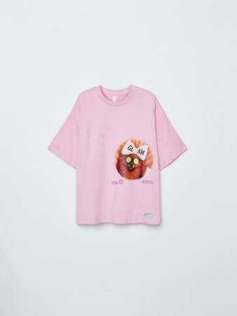 футболка оверсайз с принтом для девочек фотография