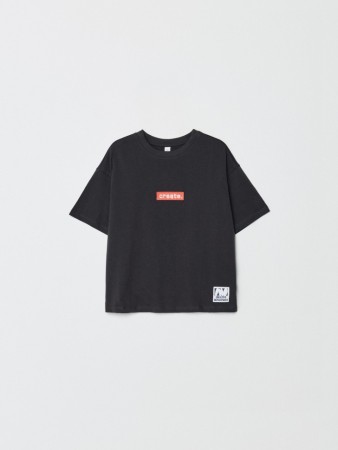 футболка оверсайз с принтом для девочек - детская одежда, обувь и аксессуары с коротким рукавом 