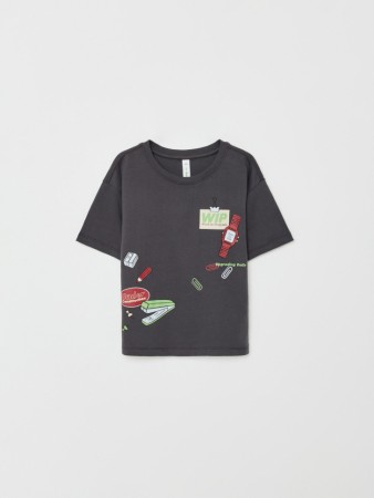 футболка оверсайз с принтом для девочек - детская одежда, обувь и аксессуары с коротким рукавом 