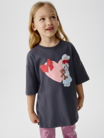 футболка оверсайз с принтом для девочек - детские футболки повседневные 