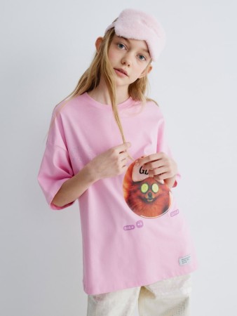 футболка оверсайз с принтом для девочек - детские футболки с принтом 