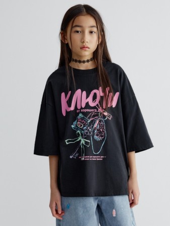 футболка оверсайз с принтом для девочек - детская одежда, обувь и аксессуары для всех возрастов с коротким рукавом 