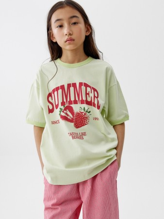 футболка оверсайз с принтом для девочек - детская одежда недорогая 