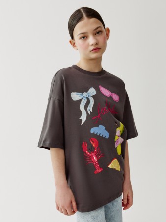 футболка оверсайз с принтом для девочек - детские футболки и поло