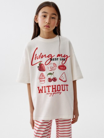 футболка оверсайз с принтом для девочек - детская одежда недорогая 