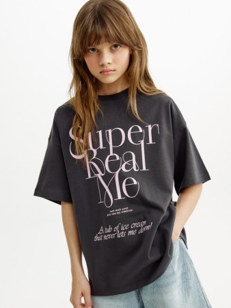 футболка оверсайз с принтом для девочек - детская одежда российская 