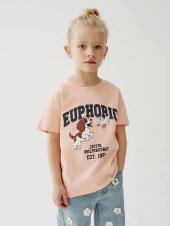 футболка оверсайз с принтом для девочек - детская одежда российская 