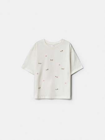 футболка оверсайз с принтом и аппликацией для девочек - детская одежда для детей 