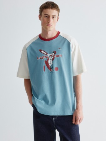 футболка оверсайз с принтом - мужская одежда с вырезом 