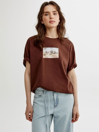 футболка оверсайз с принтом - женские футболки в рубчик 