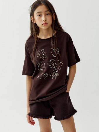 футболка оверсайз с вышивкой для девочек - детские футболки