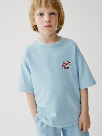 футболка оверсайз со стиркой и принтом для мальчиков - детские футболки и поло